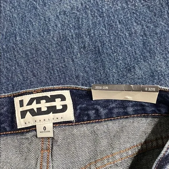 KBB Jeans Barrel Leg NWT by Kahlana Mid Rise Dark Wash Size 0 - Picture 9 of 13